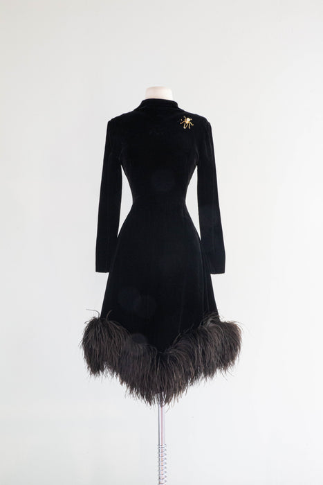 Wicked Fabulous 1960's Velvet Cocktail Dress By Pat Sandler / Small