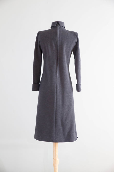 Vintage Nina Ricci Paris Charcoal Wool Dress, circa late 1960s–early 1970s / SM