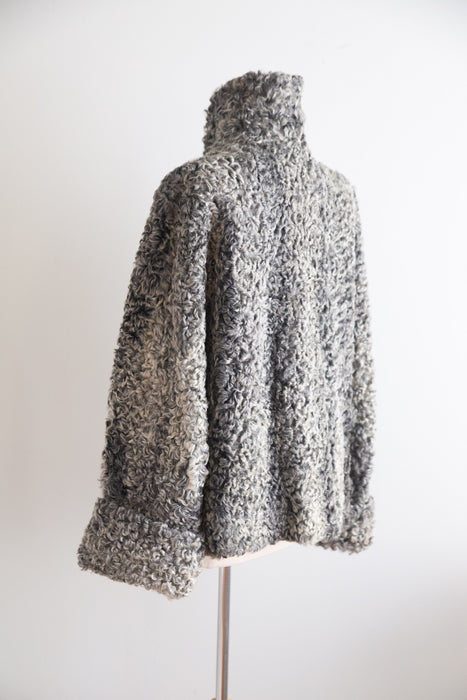 Elegant 1940's Silver Persian Lamb Swing Coat With Optional Silver Belt / SM