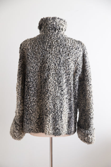 Elegant 1940's Silver Persian Lamb Swing Coat With Optional Silver Belt / SM