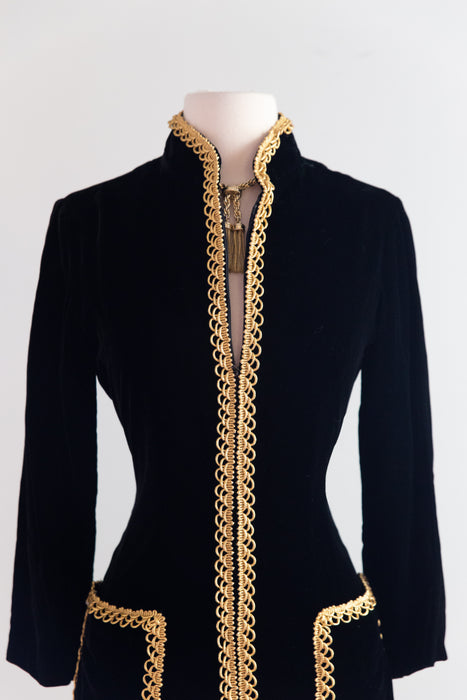 Iconic 1960's Oscar de La Renta Black Velvet Cocktail Dress / SM