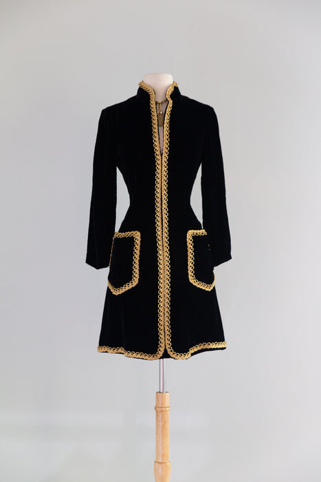 Iconic 1960's Oscar de La Renta Black Velvet Cocktail Dress / SM