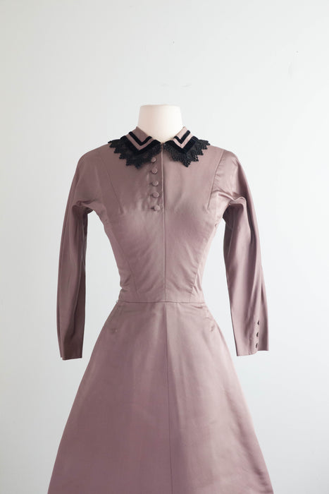 Wickedly Prim 1950's Rosewood Silk Cocktail Dress by Harvey Berin / Small