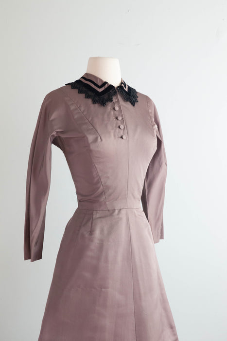 Wickedly Prim 1950's Rosewood Silk Cocktail Dress by Harvey Berin / Small