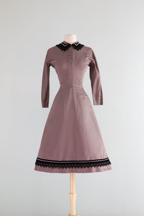 Wickedly Prim 1950's Rosewood Silk Cocktail Dress by Harvey Berin / Small