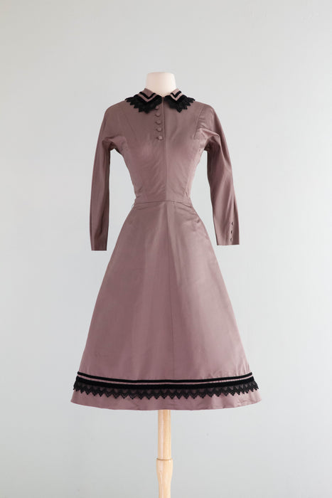 Wickedly Prim 1950's Rosewood Silk Cocktail Dress by Harvey Berin / Small