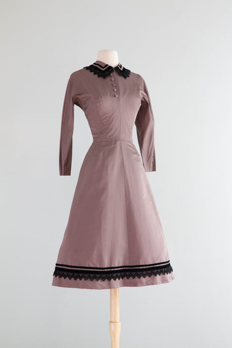 Wickedly Prim 1950's Rosewood Silk Cocktail Dress by Harvey Berin / Small