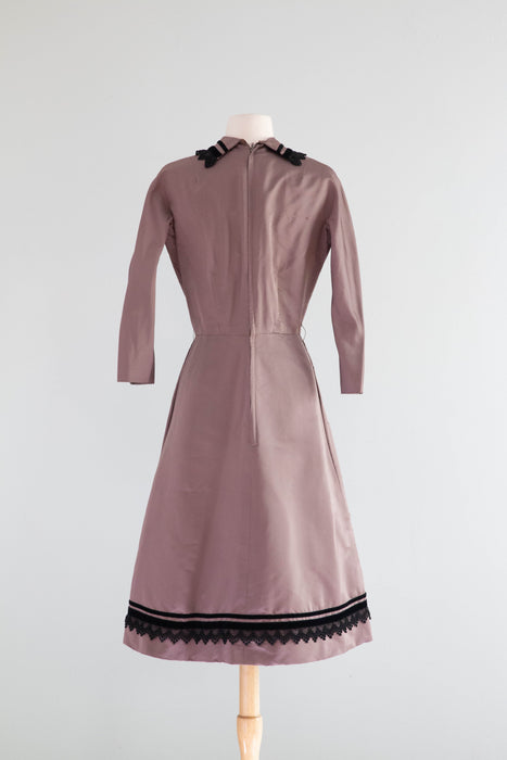 Wickedly Prim 1950's Rosewood Silk Cocktail Dress by Harvey Berin / Small