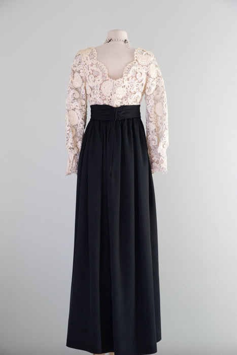 Fabulous 1970's Romantica By Victor Costa Evening Gown  / SM