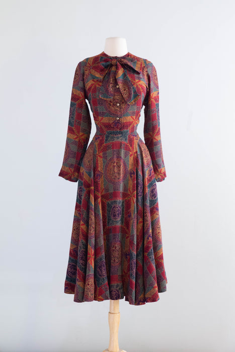 Museum Worthy Early 1950's Claire McCardell For Townley Silk Day Dress / S