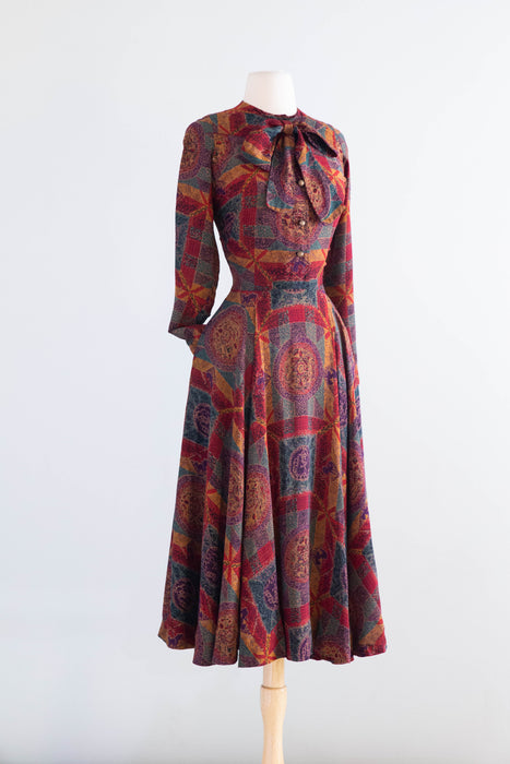 Museum Worthy Early 1950's Claire McCardell For Townley Silk Day Dress / S