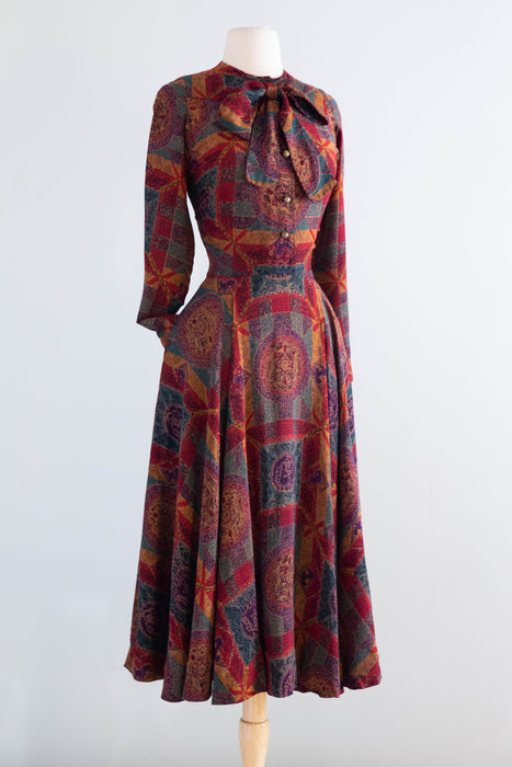 Museum Worthy Early 1950's Claire McCardell For Townley Silk Day Dress / S