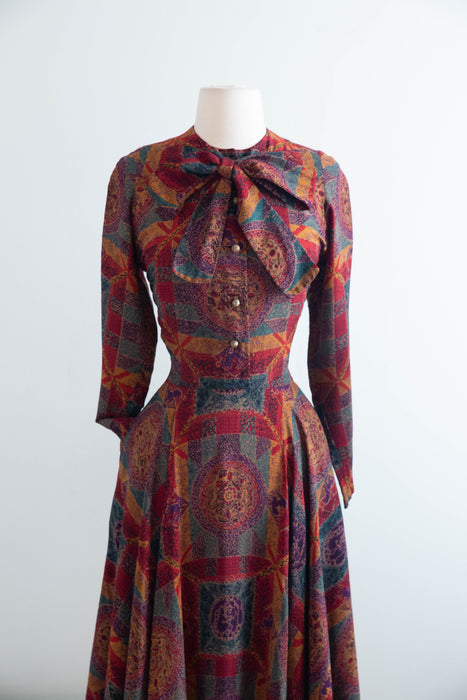 Museum Worthy Early 1950's Claire McCardell For Townley Silk Day Dress / S