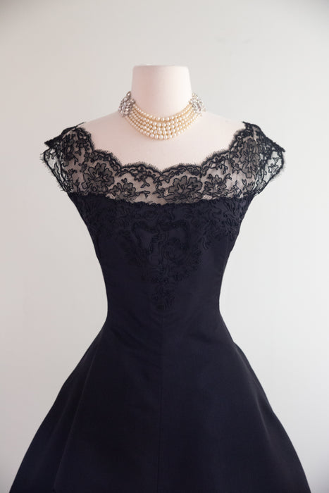 Iconic 1950’s Demi Couture Embroidered Silk Cocktail Party Dress From Bonwit Teller / S