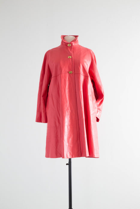 Iconic 1960's Bonnie Cashin Camellia Rose Pink Leather Coat / Medium