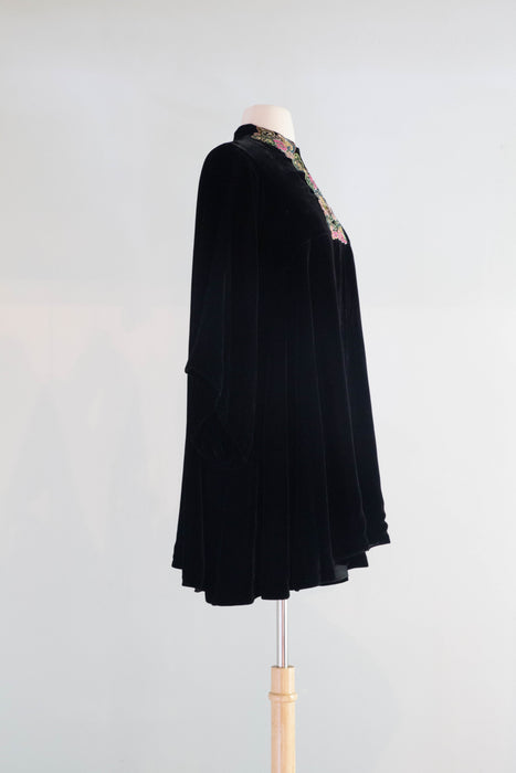 Exquisite 1940’s Silk Velvet Beaded Evening Jacket From Nicholas Ungar / Medium