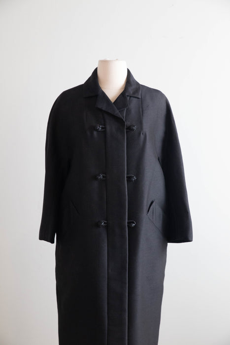 Sophisticated 1960's Shantung Silk Evening Coat By Stanley Nelson / M