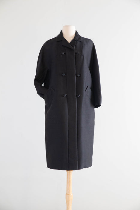 Sophisticated 1960's Shantung Silk Evening Coat By Stanley Nelson / M
