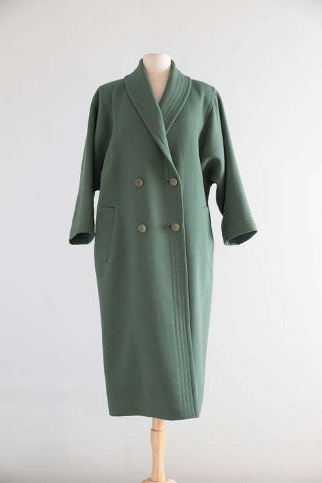 Stunning 1950’s Sage Green Ladies Wool Overcoat / ML