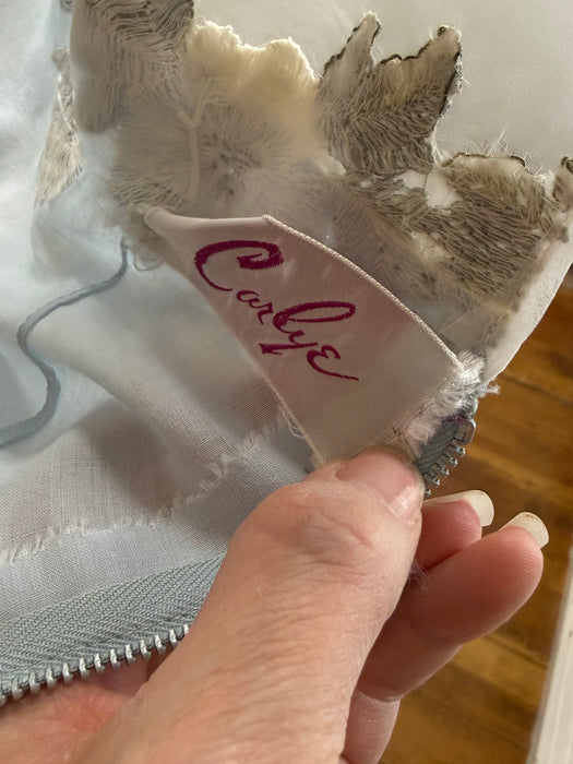 Absolutely Beautiful 1950's Embroidered Cotton Party Dress by Carlye / S