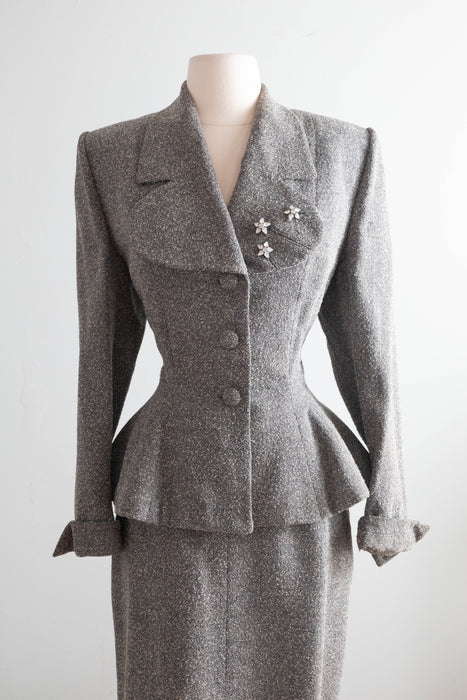 Glamorous 1950’s Lilli Ann Poodle Cloth Wool Suit With Stars / Medium