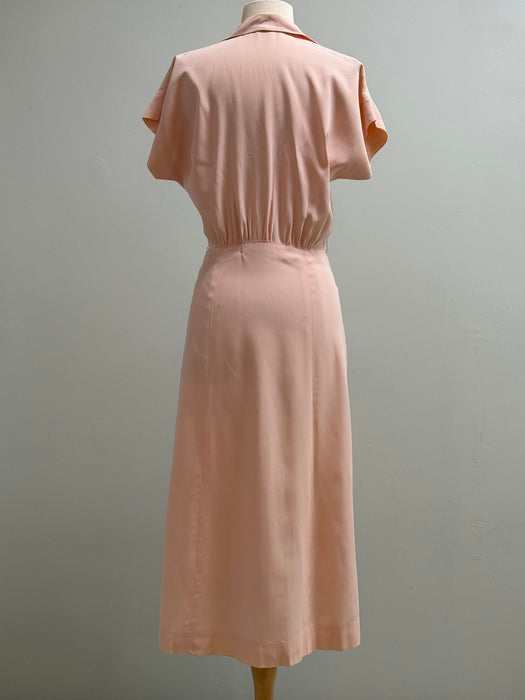 Classic 1940's George Hess Celenese Pink Day Dress / SM