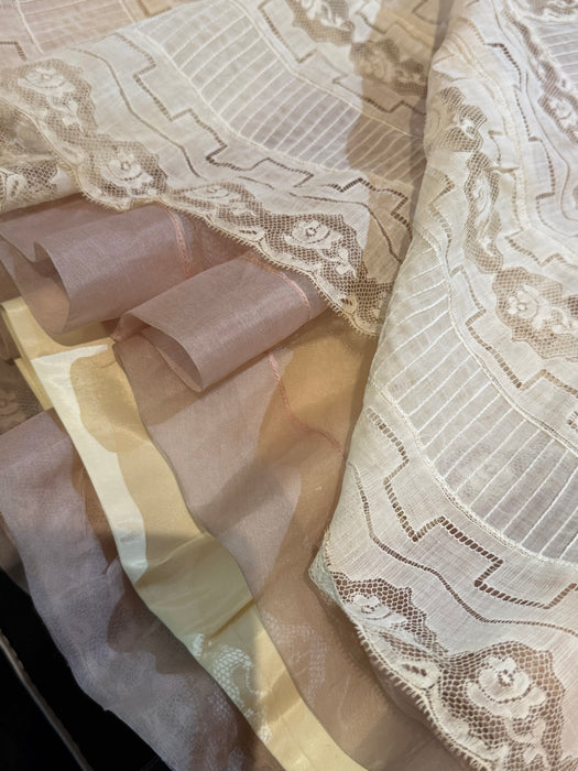 Exquisite 1950's Pintuck Pleated Cotton Bridal Dress By Harvey Berin / M