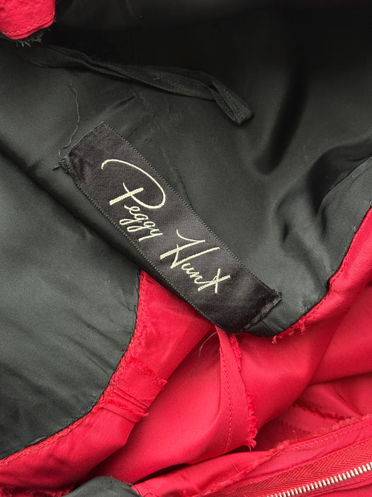 Stunning 1950's Peggy Hunt Cherry Red Silk Party Dress With Chantilly Lace / M