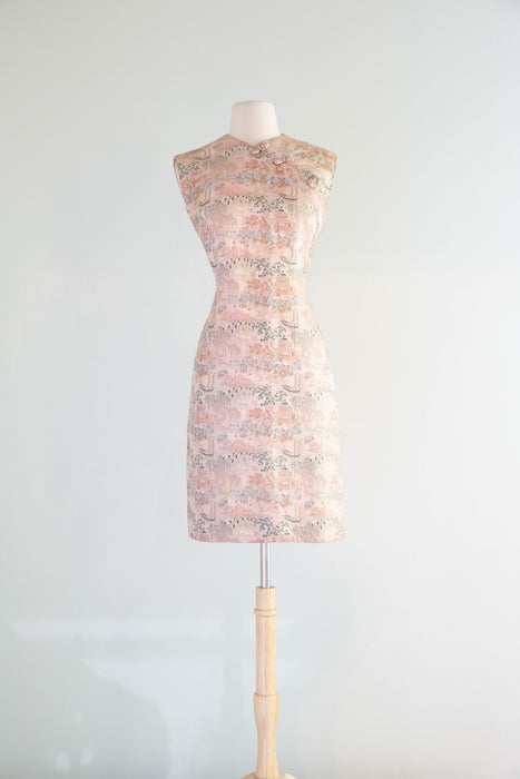 Vintage 1960's Peony Pink Cheongsam Shift Dress by Maggie Stover / M