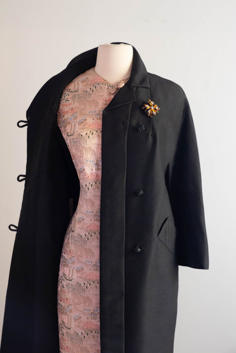 Sophisticated 1960's Shantung Silk Evening Coat By Stanley Nelson / M