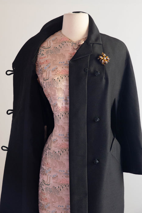 Sophisticated 1960's Shantung Silk Evening Coat By Stanley Nelson / M