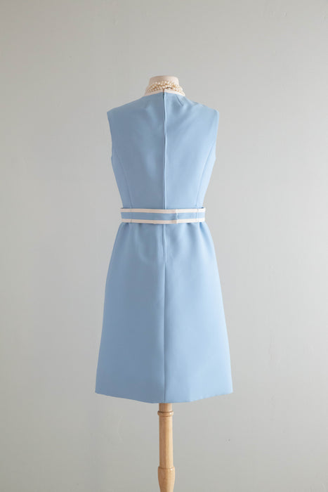 Impeccable 1960's Powder Blue Jackie Dress With Matchng Jacket / M