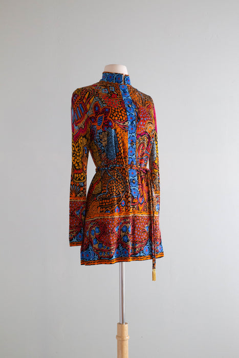 Gorgeous 1970's Leonard Paris Silk Jersey Tunic / Medium