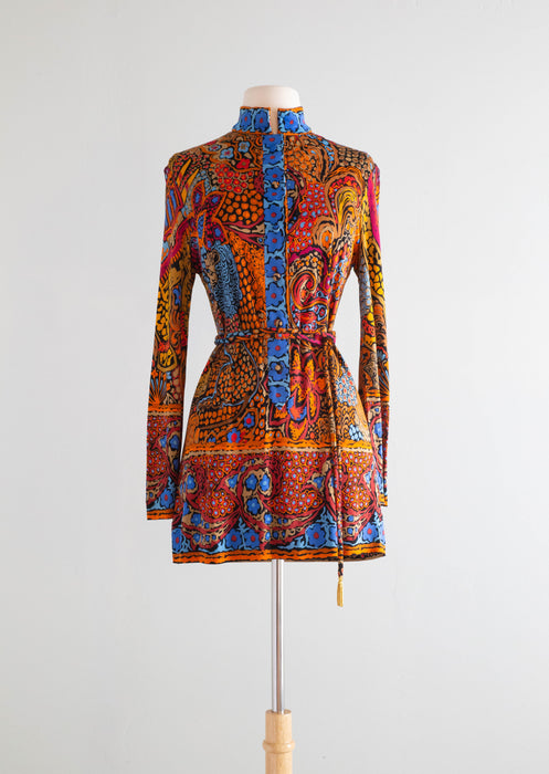 Gorgeous 1970's Leonard Paris Silk Jersey Tunic / Medium