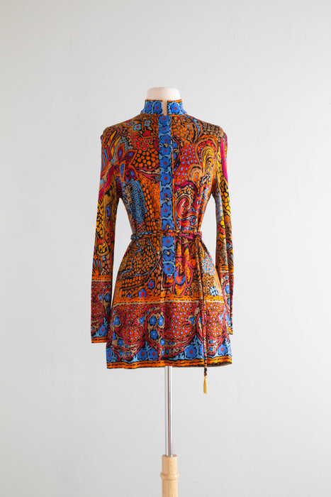 Gorgeous 1970's Leonard Paris Silk Jersey Tunic / Medium