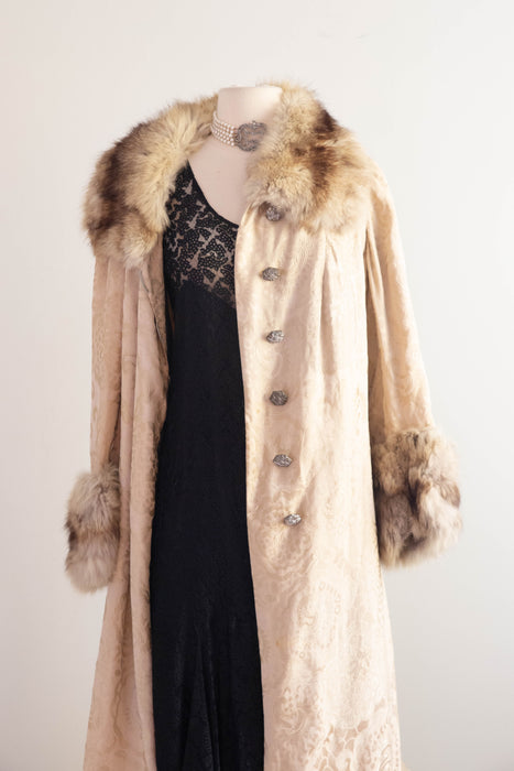 Rare 1920's Silk Brocade Evening Coat From Rutledge of Pittsburg / M