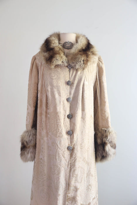 Rare 1920's Silk Brocade Evening Coat From Rutledge of Pittsburg / M