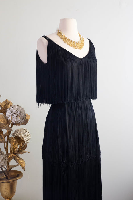 Fabulous 1960's Full Fringe Evening Dress By Lilli Diamond / Small