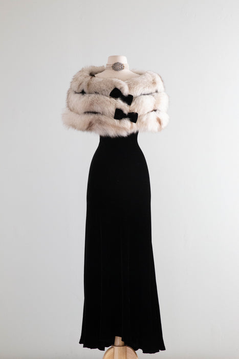 Iconic Old Hollywood 1930's Silk Velvet Evening Gown With Matching Fox Xtabay Vintage Iconic Old Hollywood 1930's Silk Velvet Evening Gown With Matching Fox Xtabay Vintage