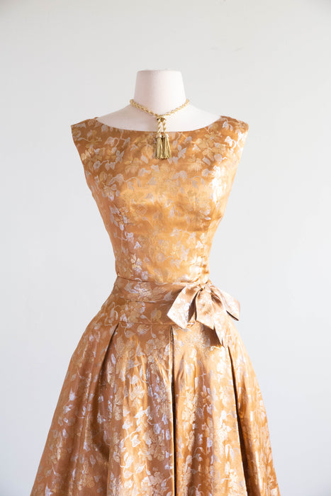 Glorious Early 1960's Edward Abbott Autumn Silk Brocade Dress & Jacket / SM