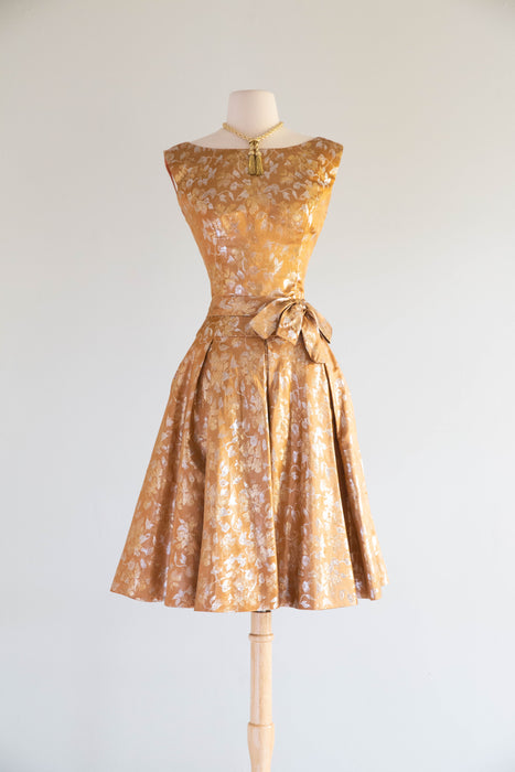 Glorious Early 1960's Edward Abbott Autumn Silk Brocade Dress & Jacket / SM