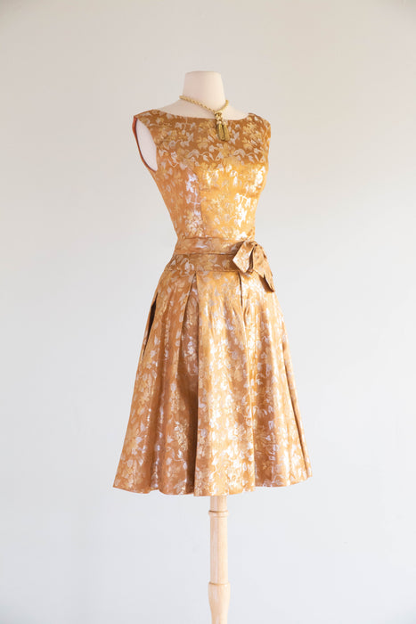 Glorious Early 1960's Edward Abbott Autumn Silk Brocade Dress & Jacket / SM