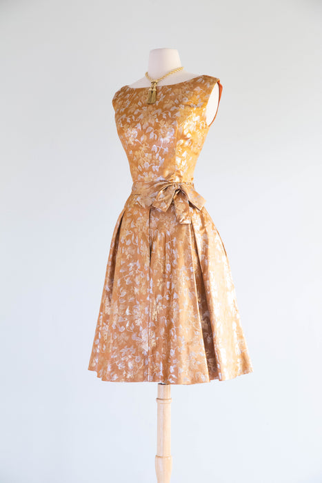 Glorious Early 1960's Edward Abbott Autumn Silk Brocade Dress & Jacket / SM