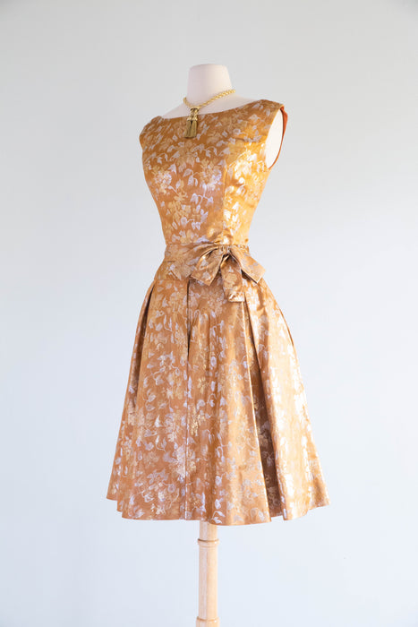 Glorious Early 1960's Edward Abbott Autumn Silk Brocade Dress & Jacket / SM
