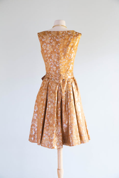 Glorious Early 1960's Edward Abbott Autumn Silk Brocade Dress & Jacket / SM