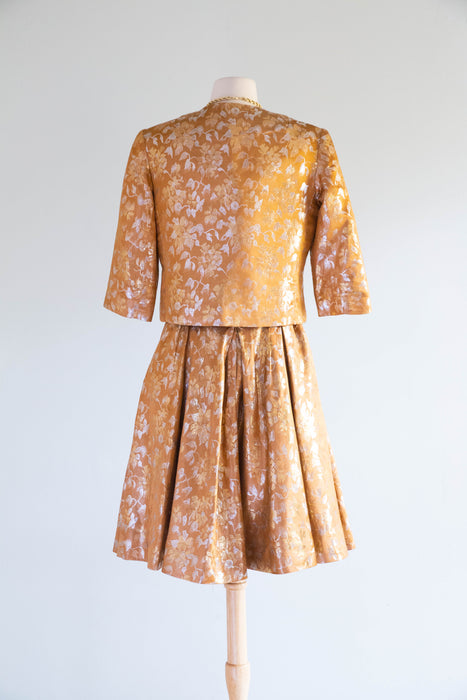 Glorious Early 1960's Edward Abbott Autumn Silk Brocade Dress & Jacket / SM