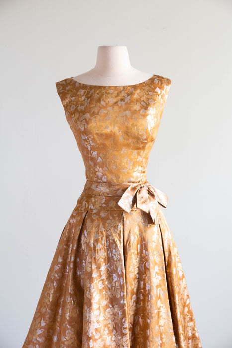 Glorious Early 1960's Edward Abbott Autumn Silk Brocade Dress & Jacket / SM