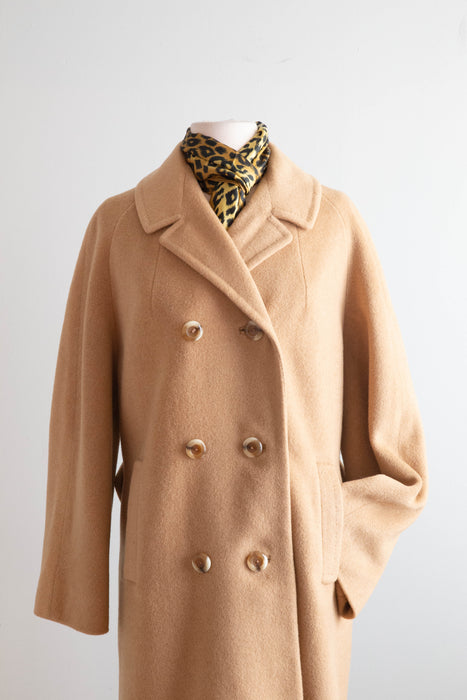 Impeccable 1960's Camel Hair Longline Ladies Coat / ML