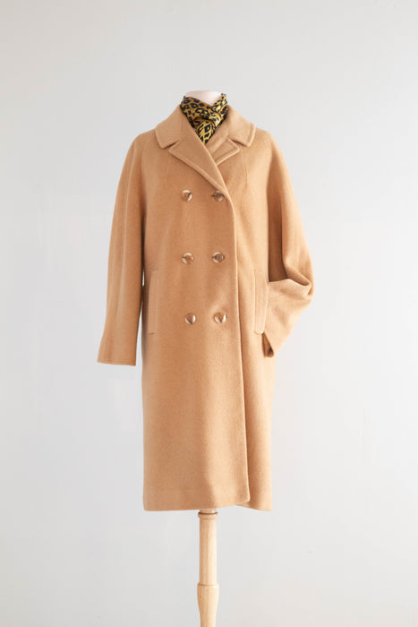 Impeccable 1960's Camel Hair Longline Ladies Coat / ML