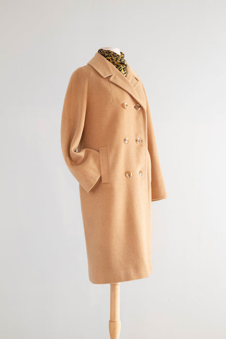 Impeccable 1960's Camel Hair Longline Ladies Coat / ML